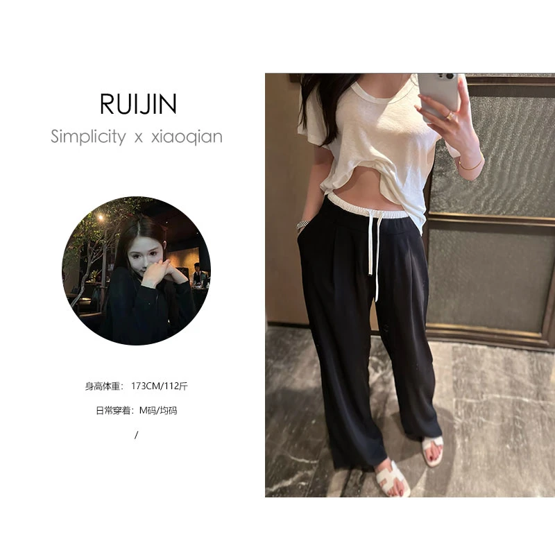 【现货专场1】裙子假两件拼接阔腿裤显瘦直筒垂感薄款宽松休闲裤