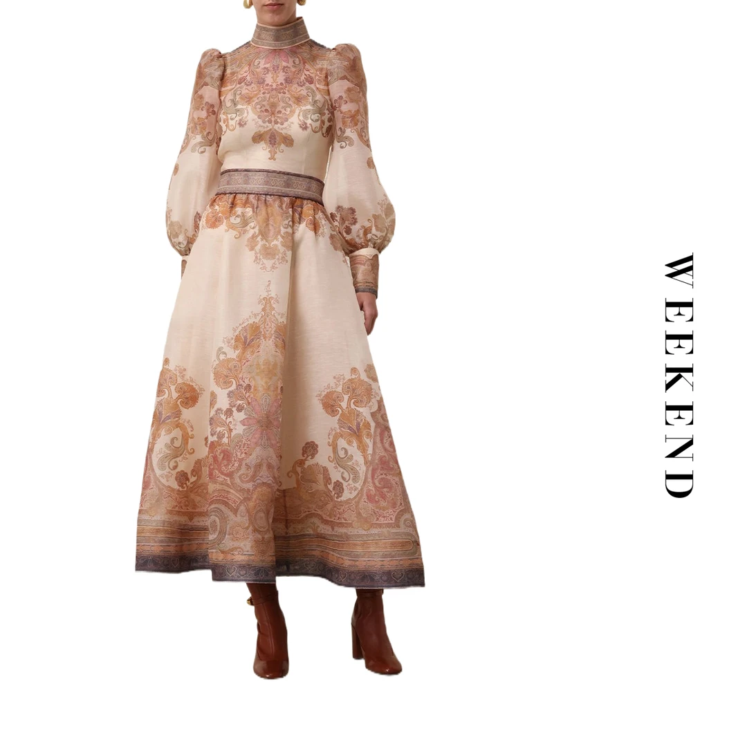 ZMM复古印花长袖休闲女士上衣半裙套装A421/B1183