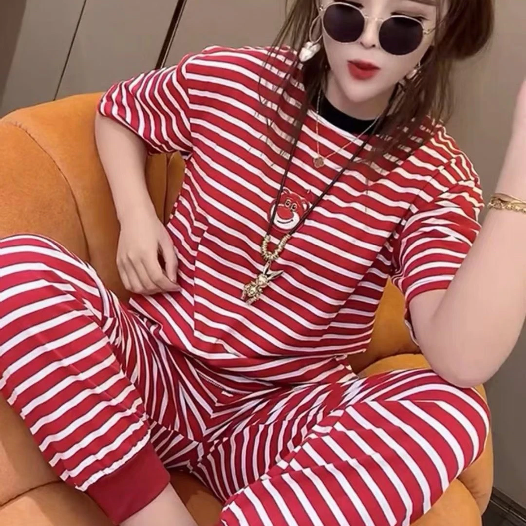 外贸线圈棉大码休闲洋气宽松韩版家居套装