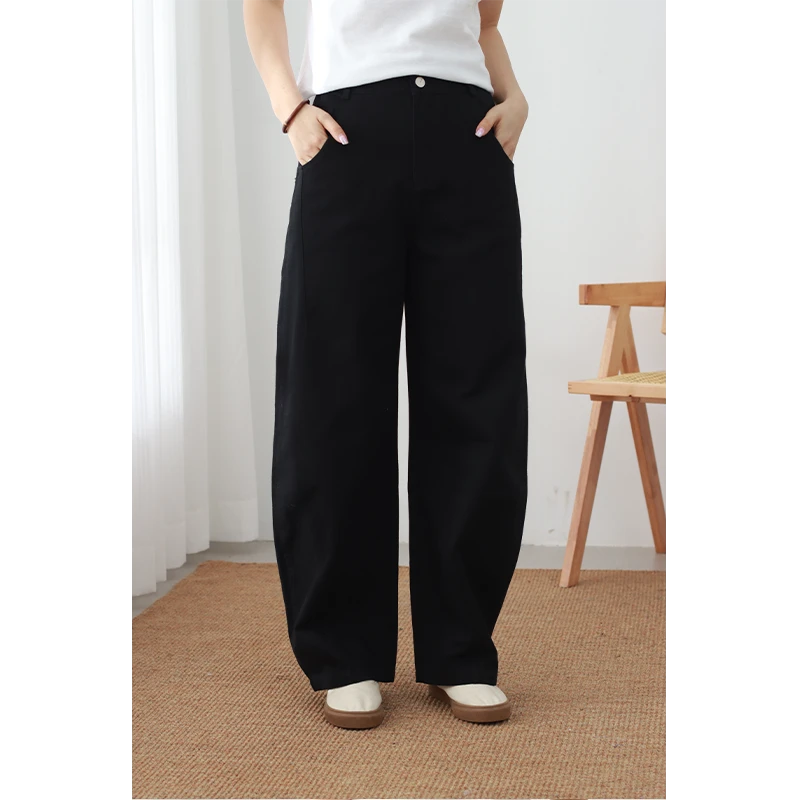 无色无味2025年春季新款棉质柔软百搭高腰垂感显瘦休闲裤小直筒裤