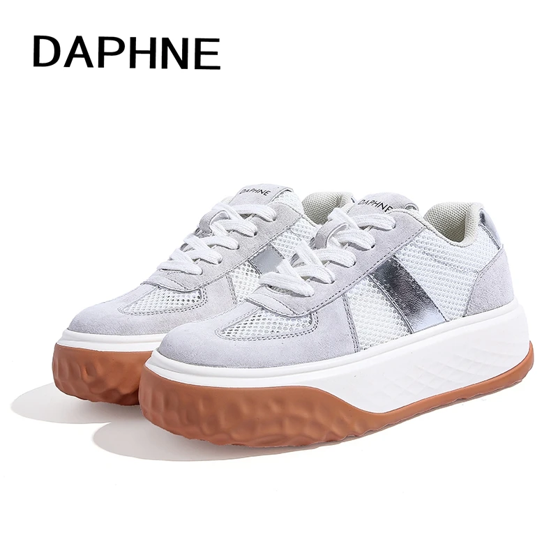 Daphne/达芙妮2025秋季时尚系带松糕鞋小众百搭厚底低帮潮流女鞋
