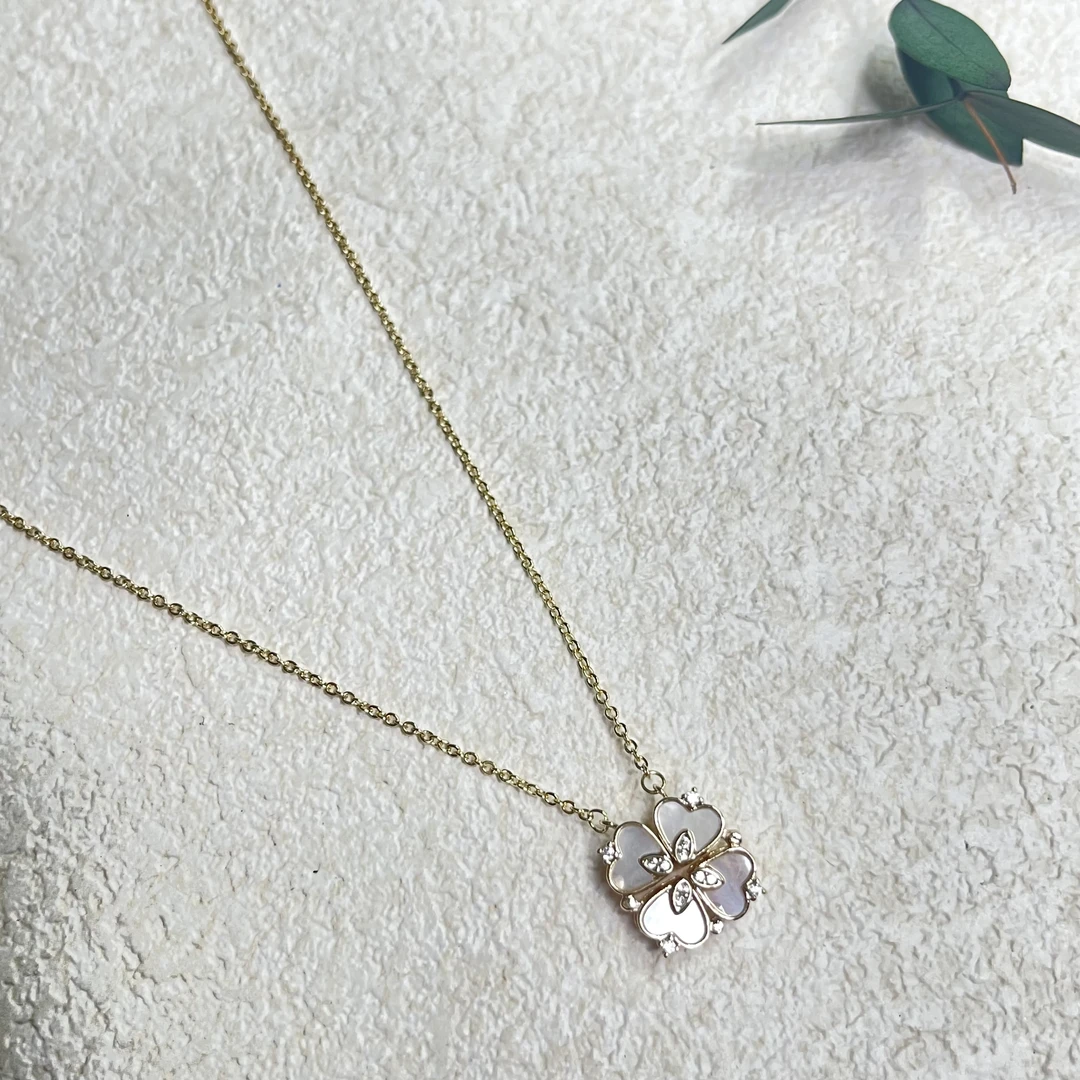 铜合金合成锆石项链 简约四叶草项链bw1356链长54cm