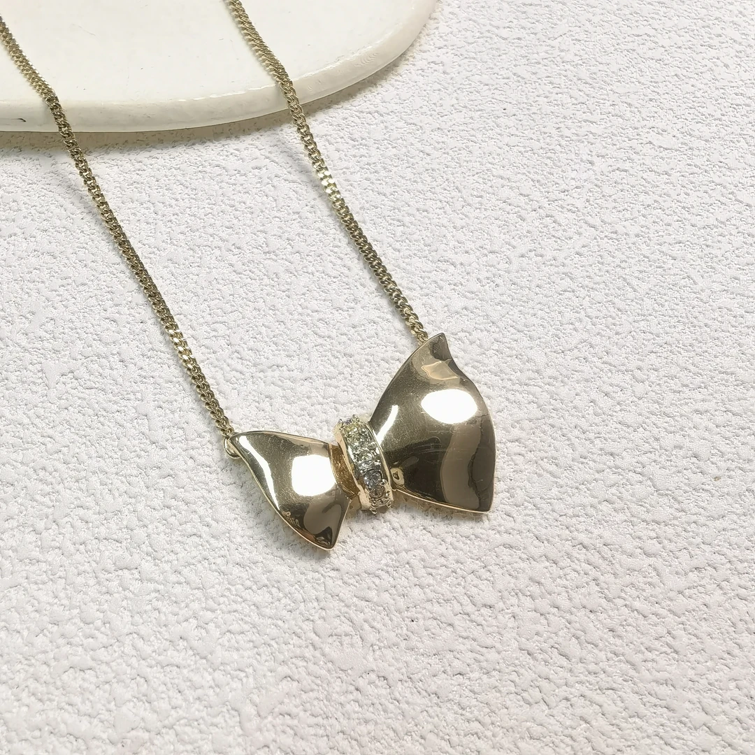 铜合金项链 【六六中古】孤品有标复古蝴蝶结项链aw2195链长44