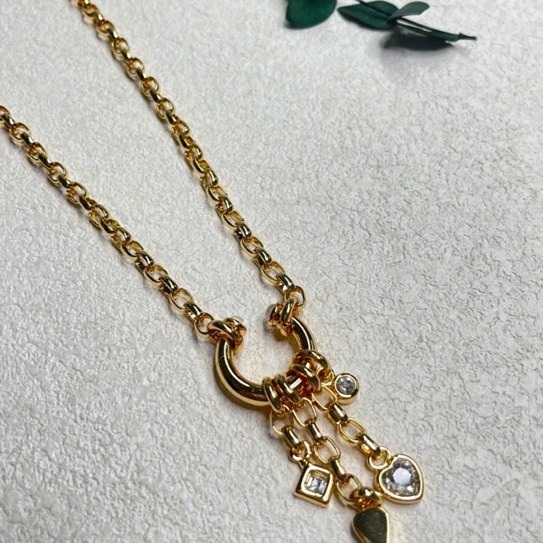 铜合金合成锆石项链 复古百搭项链bw1378