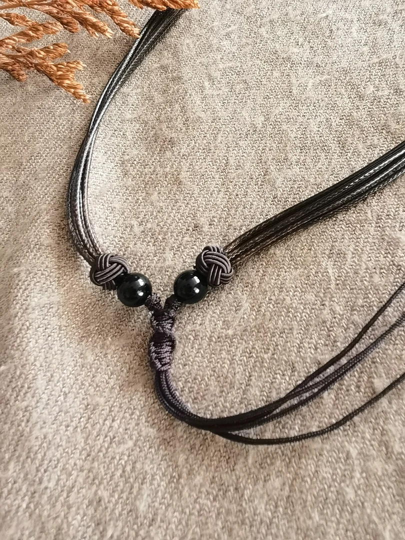 非金属吊坠 时尚项链编织链子可调节深咖色挂坠黑色毛衣链6根饰品