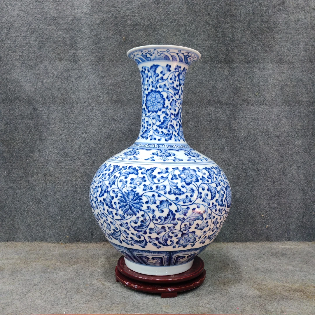 景德镇陶瓷一品堂青花赏瓶花瓶摆件