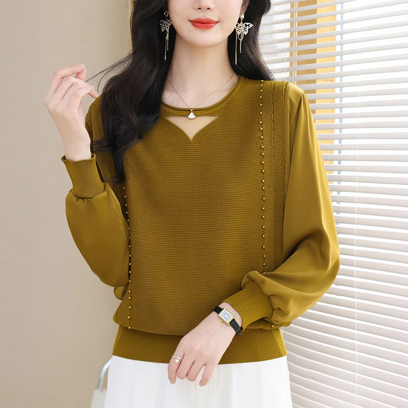 春秋别致漂亮上衣气质显瘦针织衫2025新款妈妈秋季打底衫薄款宽松