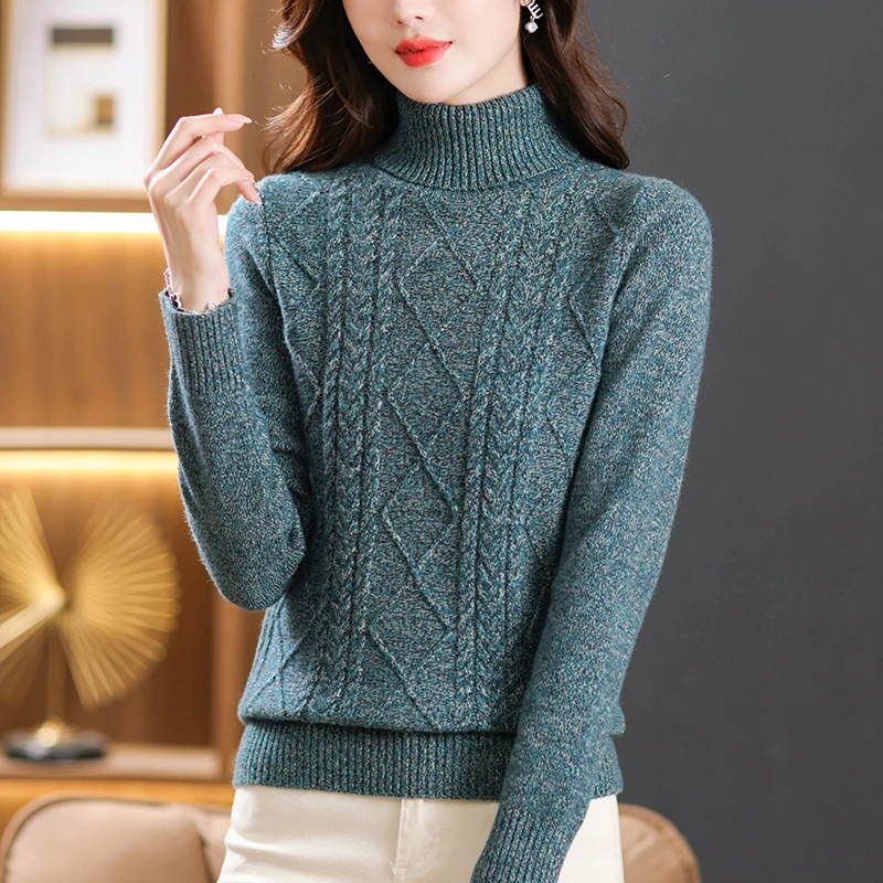 高领毛衣女秋冬加厚外穿粗线针织上衣2025新款时髦洋气打底衫时尚