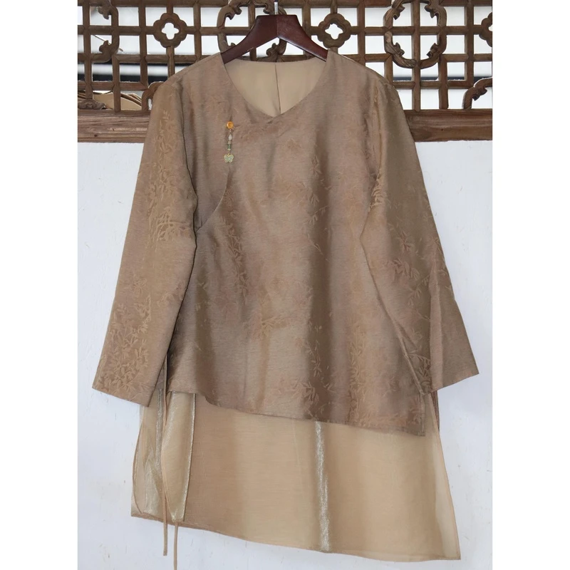 【田园刘娟-服装】锦蝶飘片长上衣 243096  X