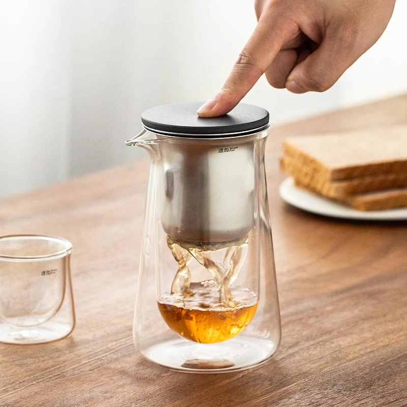 磁吸泡茶壶家用玻璃茶具茶水分离杯耐热花茶壶冲泡茶器咖啡焖泡壶