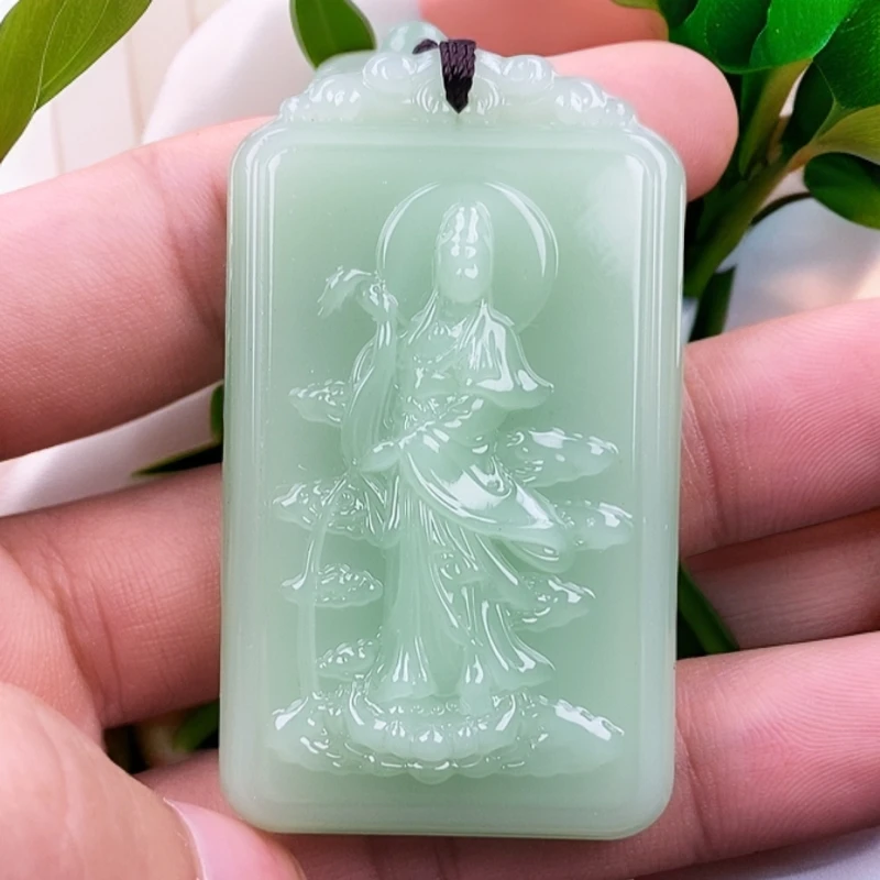 浅绿锦鲤观音6.手工男女同款双面时尚经典百搭精美吊坠