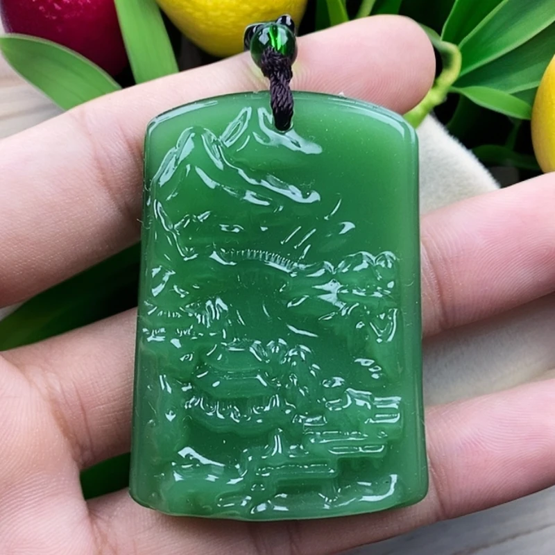 深绿山水2手工男女同款单面时尚经典百搭精美吊坠