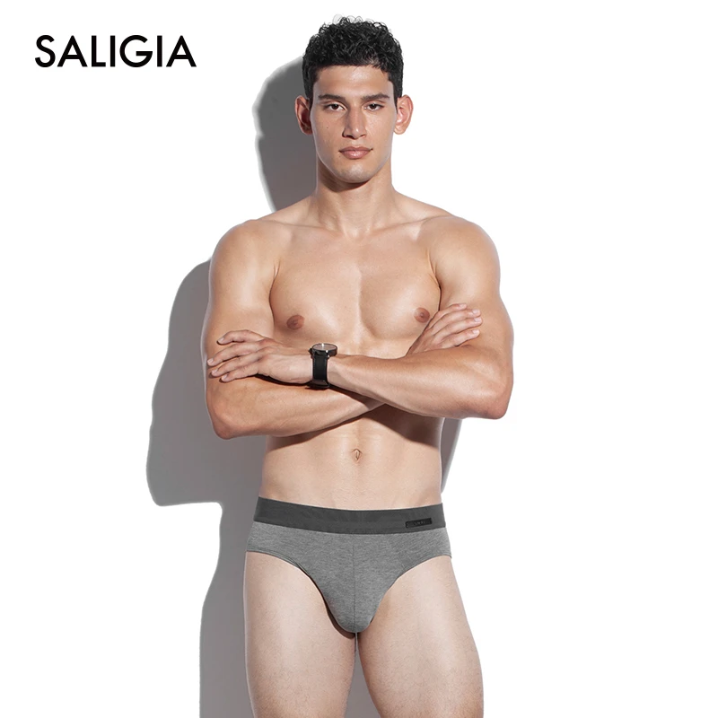 SALIGIA知书达理平纹莫代尔男士透气性感运动三角内裤2条