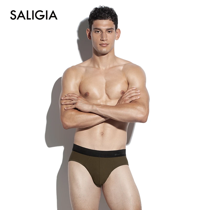 SALIGIA理性浪漫珠地肌理莫代尔棉中腰男士透气运动三角内裤2条