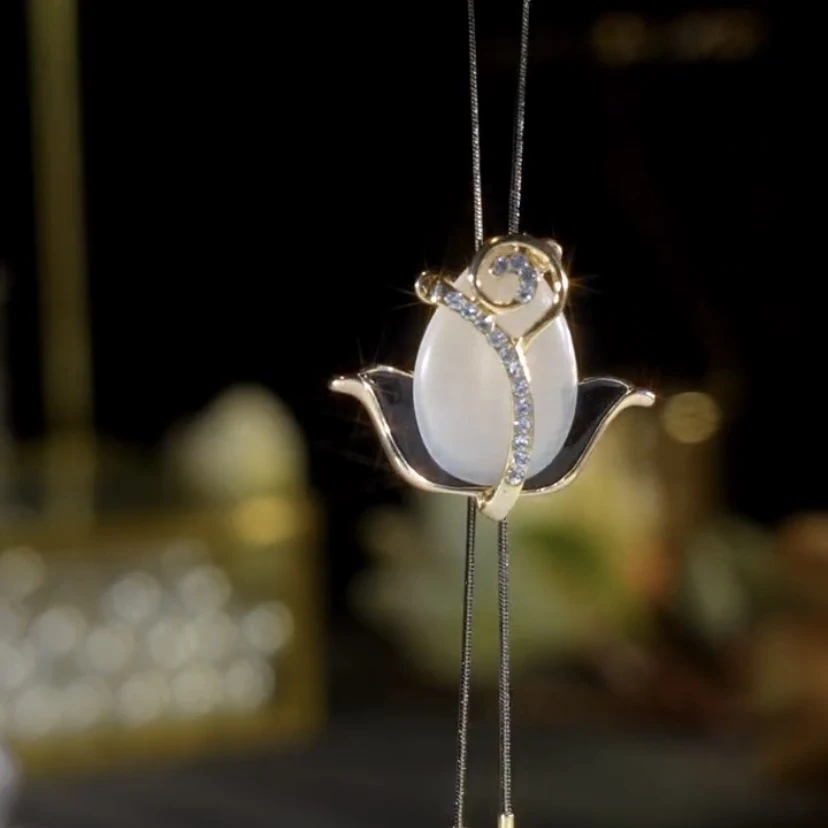 钛钢项链 郁金香毛衣链长款抽拉流苏项链新款火爆款网红饰品