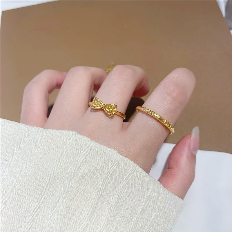 铜合金戒指 ins小众简约设计百搭手饰品镂空蝴蝶结戒指女久不掉色