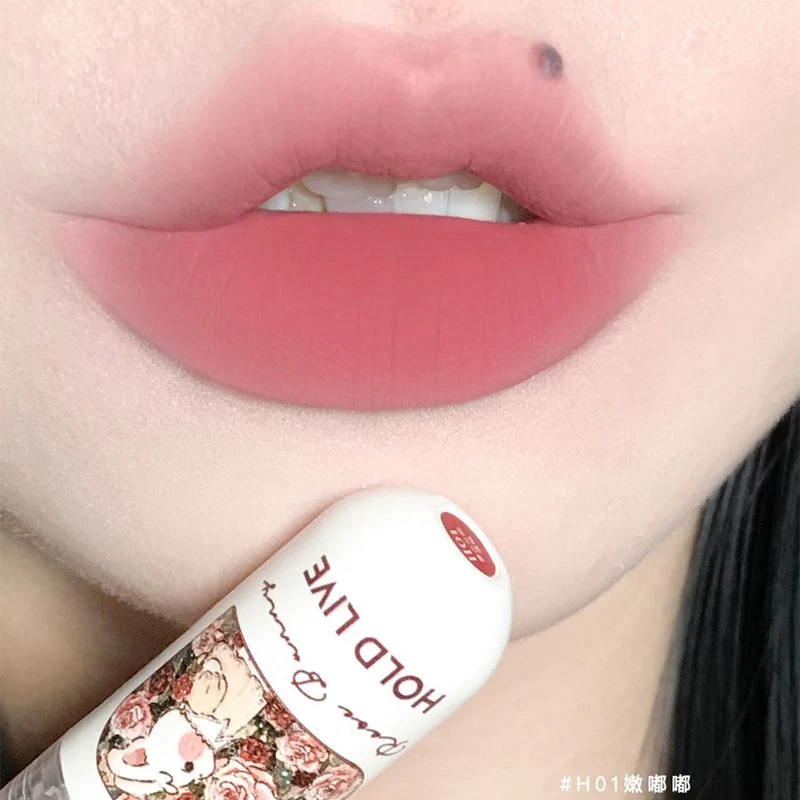 日杂温柔复古茶玫瑰！holdlive兔兔花园口红女素颜hold live新款