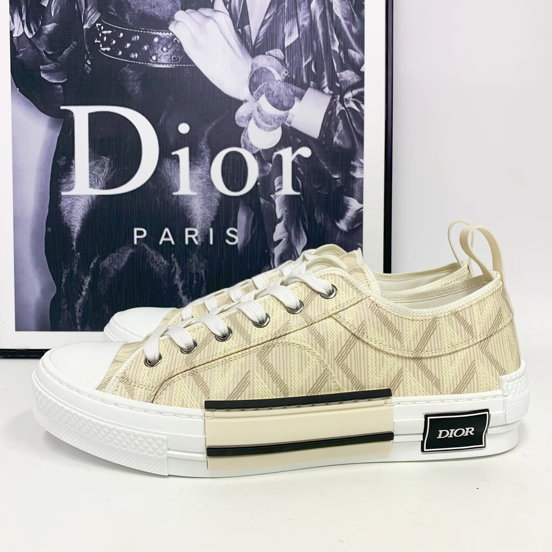 全新未使用 DIOR/迪奥 迪奥b23系列天然色几何图案低帮板鞋潮鞋