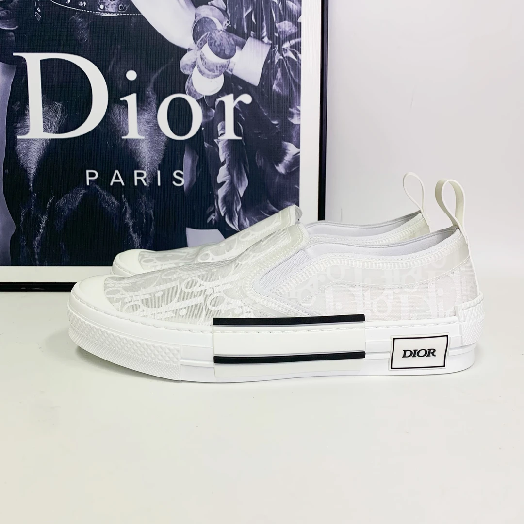 全新未使用 DIOR/迪奥 迪奥B23系列纯白满印一脚蹬板鞋时尚透气