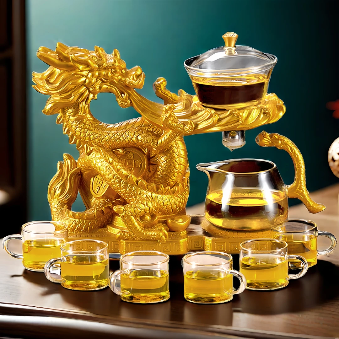 创意懒人茶具套装自动茶具套装轻奢磁吸泡茶壶高硼硅玻璃茶具套装