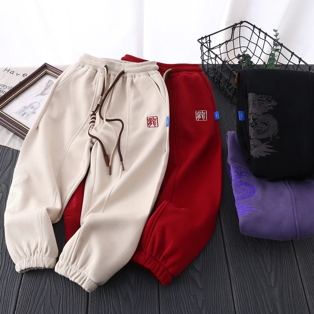 大童休闲裤男童加绒卫裤中大童儿童韩版百搭宽松秋冬季女童34287