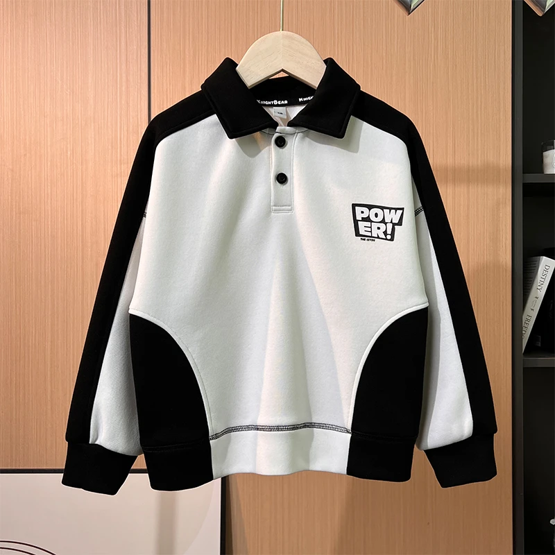 31107  男童polo衫儿童中大童休闲春秋新款翻领长袖上衣童装卫衣