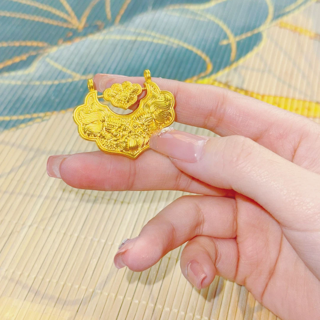 吊坠足银 经典锦鲤锁福贵文体吊坠