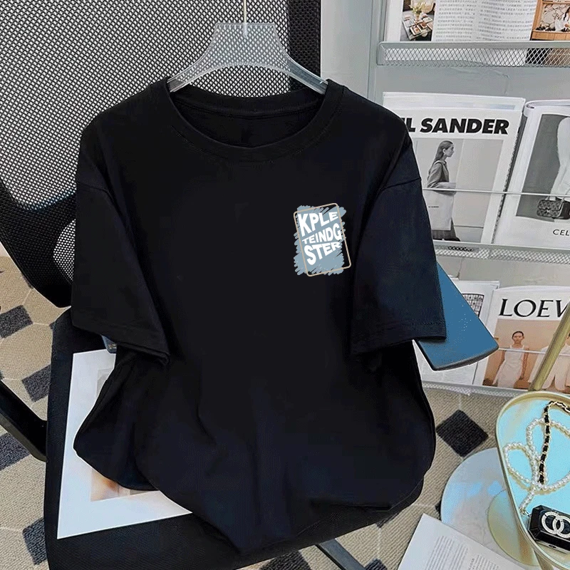 100%纯棉小众港风英文字母短袖男女设计感纯棉短袖T恤情侣上衣服