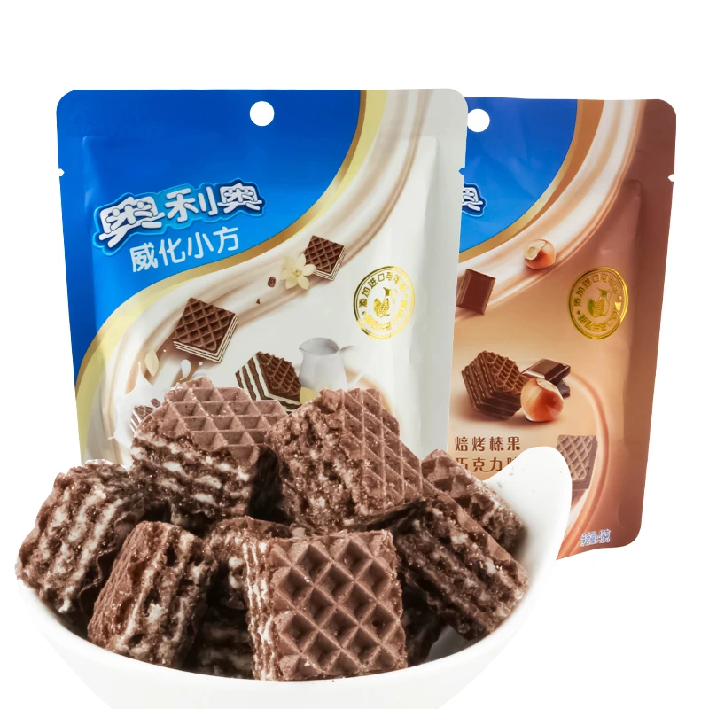奥利奥威化小方饼干42g牛乳香草/榛果巧克力味休闲食品零食小吃