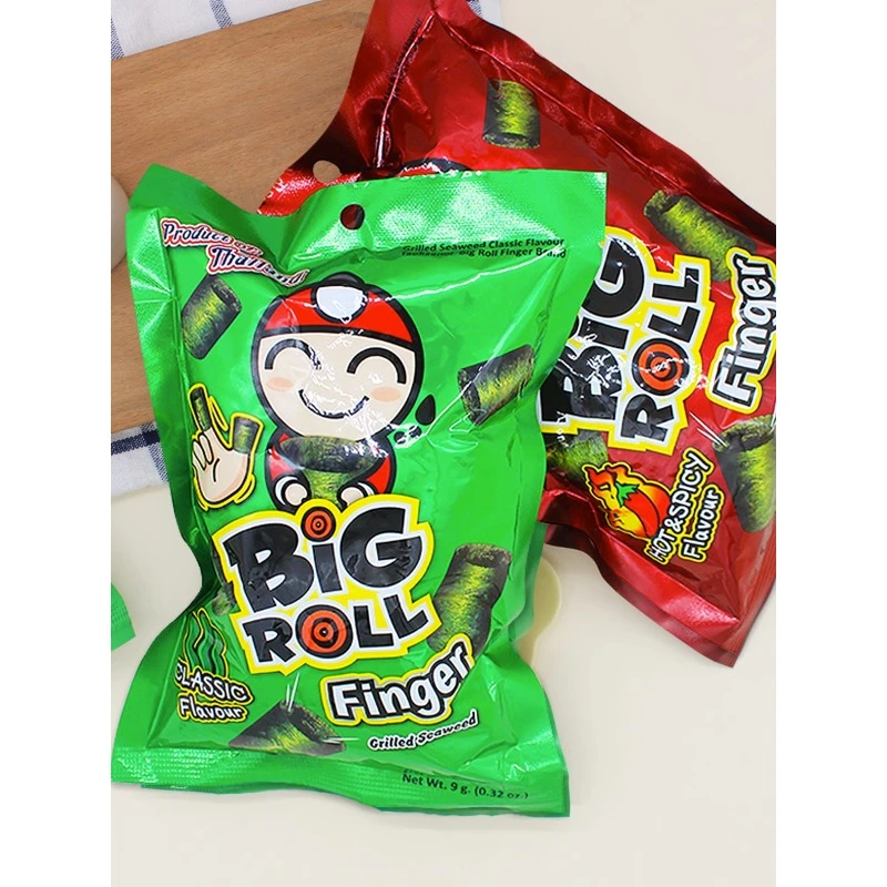 泰国进口小零食老板仔海苔卷儿童原味烤脆紫菜即食经典香脆海苔卷