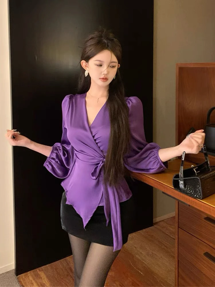 大码一片式绸缎醋酸绑带上衣