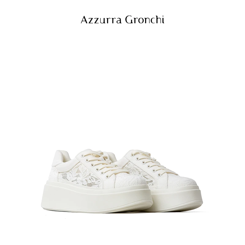 Azzurra Gronchi帆布拼蕾丝  厚底休闲运动鞋