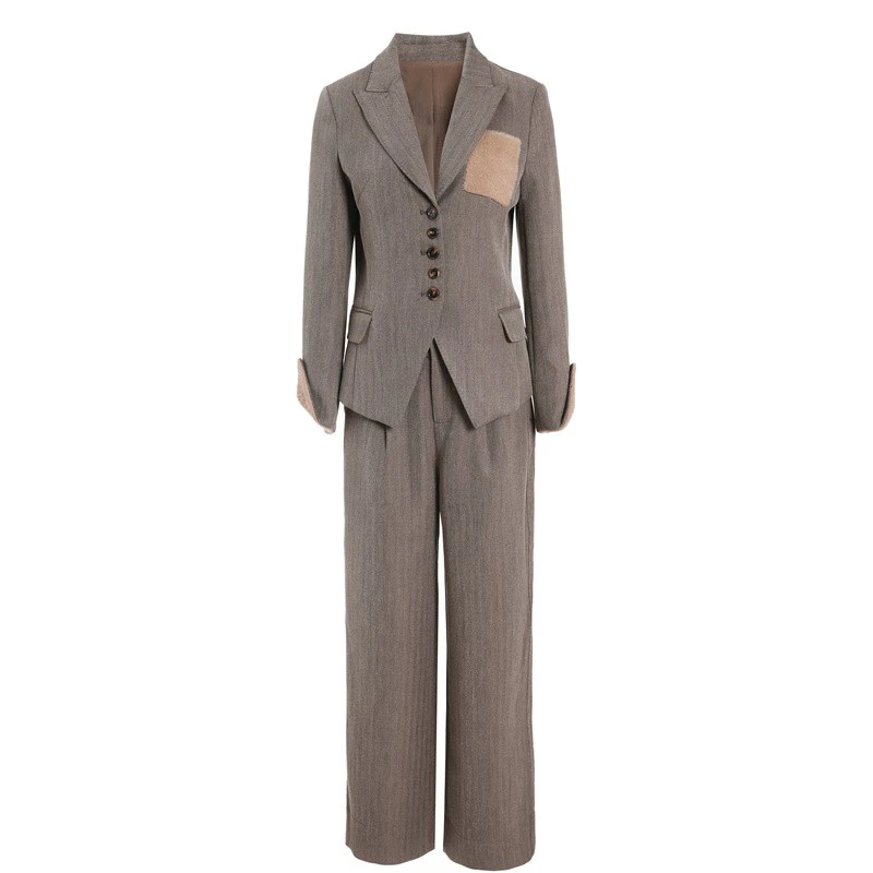 ZEROYK深圳南油原创设计师款 羊毛人字纹 西装套装