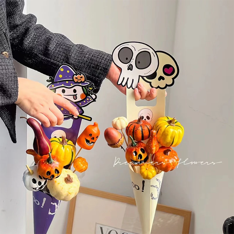 万圣节新款简约花盒DIY玩偶鲜花插花盒花店用品资材