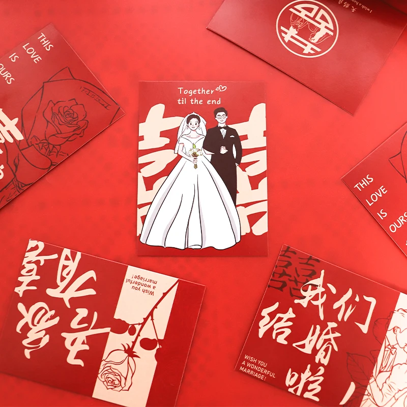 新款喜庆婚礼订婚花束大喜的日子祝福语卡片留言卡花店用品资材