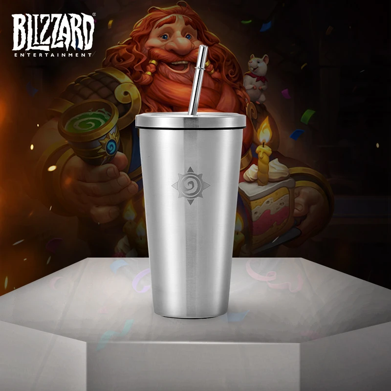 BLIZZARD/暴雪炉石传说10周年限定款不锈钢金属吸管杯