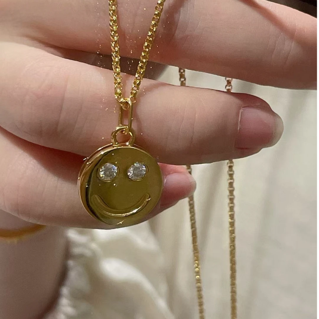 【足金999笑脸吊坠】莫桑钻5G镶嵌工艺真金纯黄金时尚