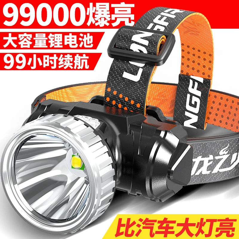 LED头灯强光超亮头戴式手电筒户外家用远射充电夜钓鱼小氙气矿灯