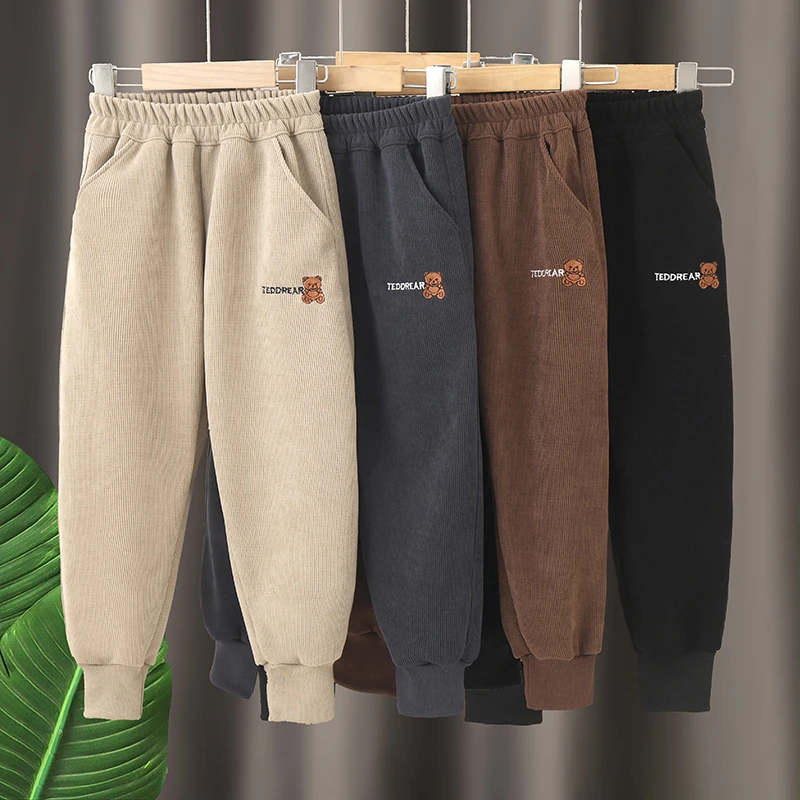 男童裤子儿童卫裤木棉绒灯芯绒弹力裤休闲运动裤束脚口裤子时尚帅