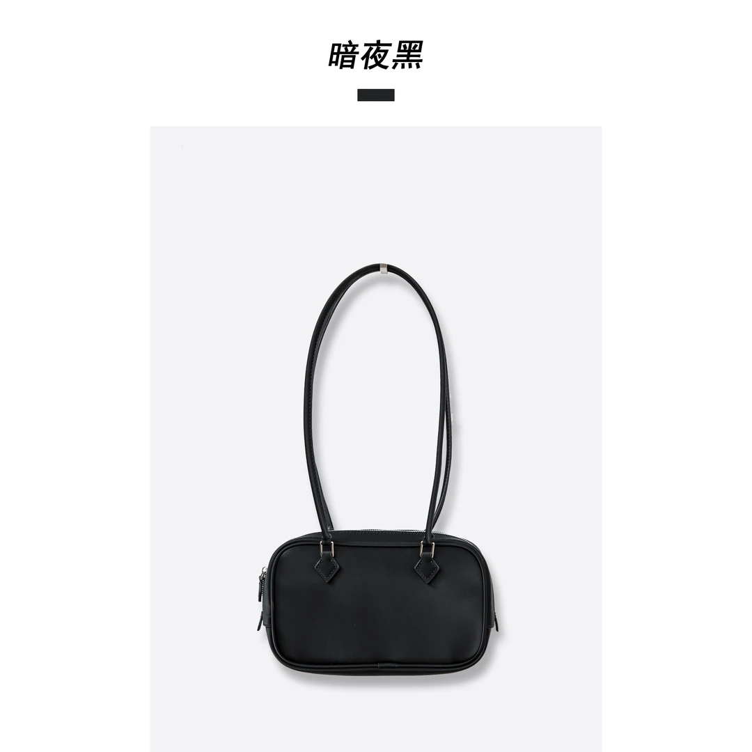 【精致易打理】小众买手设计绸缎牛皮手提包小方包波士顿女包