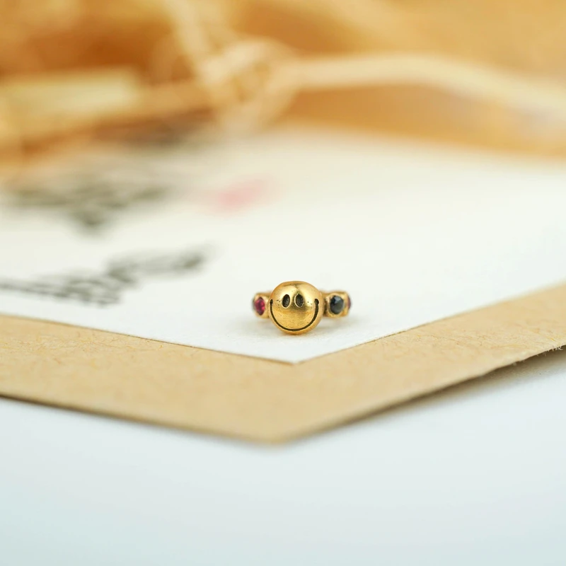 【启承严选】玺顽玩 笑脸彩虹卡环  金款 XWW021