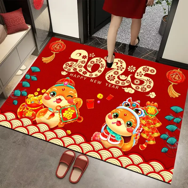 2025蛇年门垫新年红色地垫喜庆入户玄关大门口进户垫卧室脚垫YMG