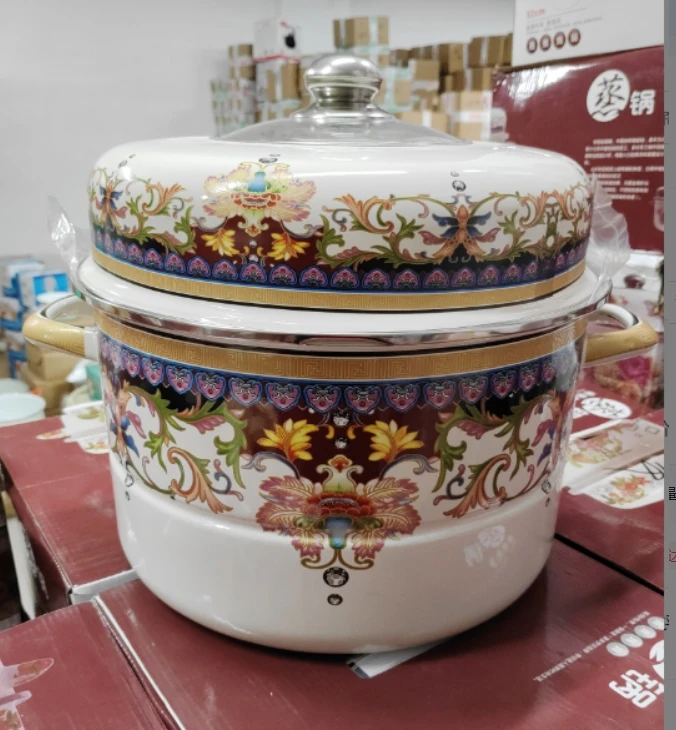 32口径搪瓷蒸锅瑕疵处理颜色随机发