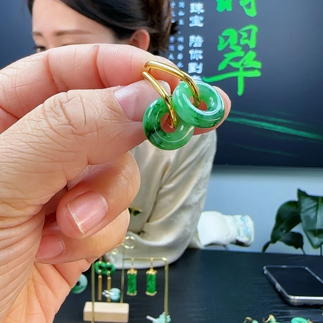 【闪购商品】翡翠耳饰银S925镶嵌