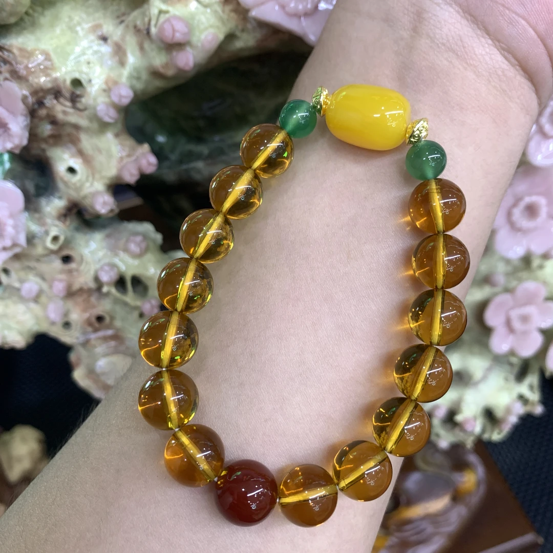 20032--琥珀diy金茶珀手串一条