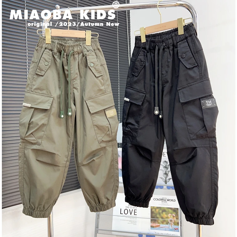 男童棉布工装长裤2024秋冬新款宽松休闲舒适百搭中大童潮酷痞帅