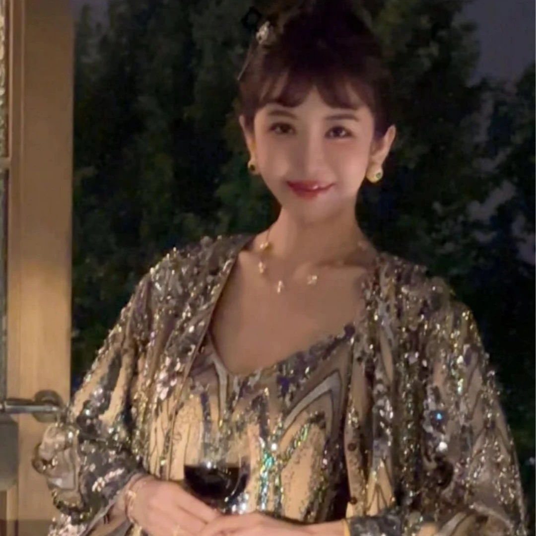 BABY ANNE【永乐南洋-南洋风华】系列奢华金银羽毛上衣半裙PD241011