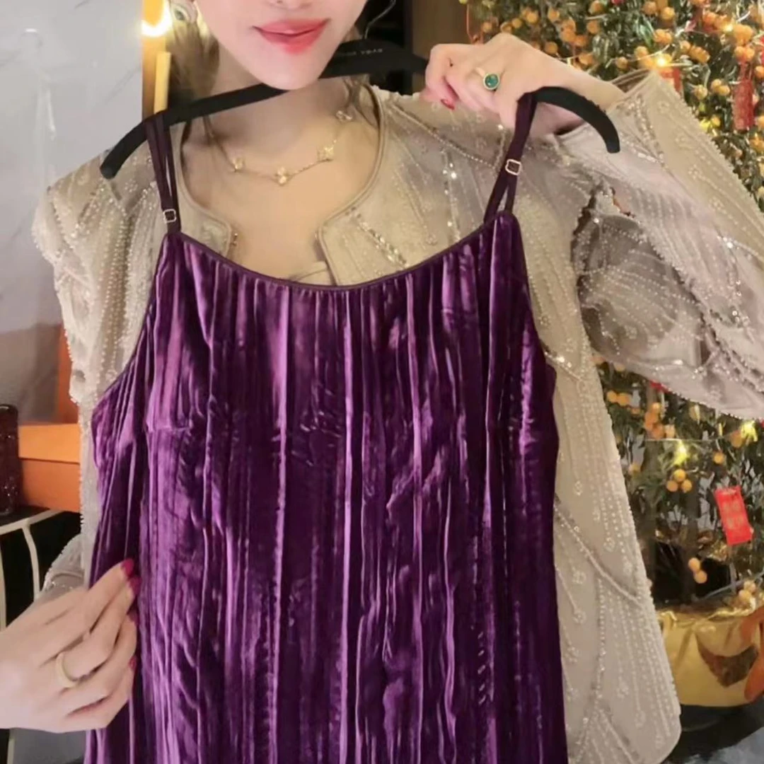 BABY ANNE真丝丝绒系列升级版-吊带连衣裙 PL233003