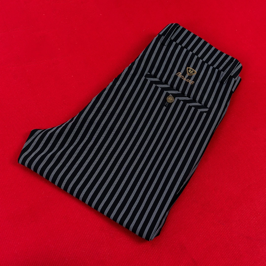 2025夏季薄款条纹高弹面料免烫轻奢休闲商务男裤休闲裤