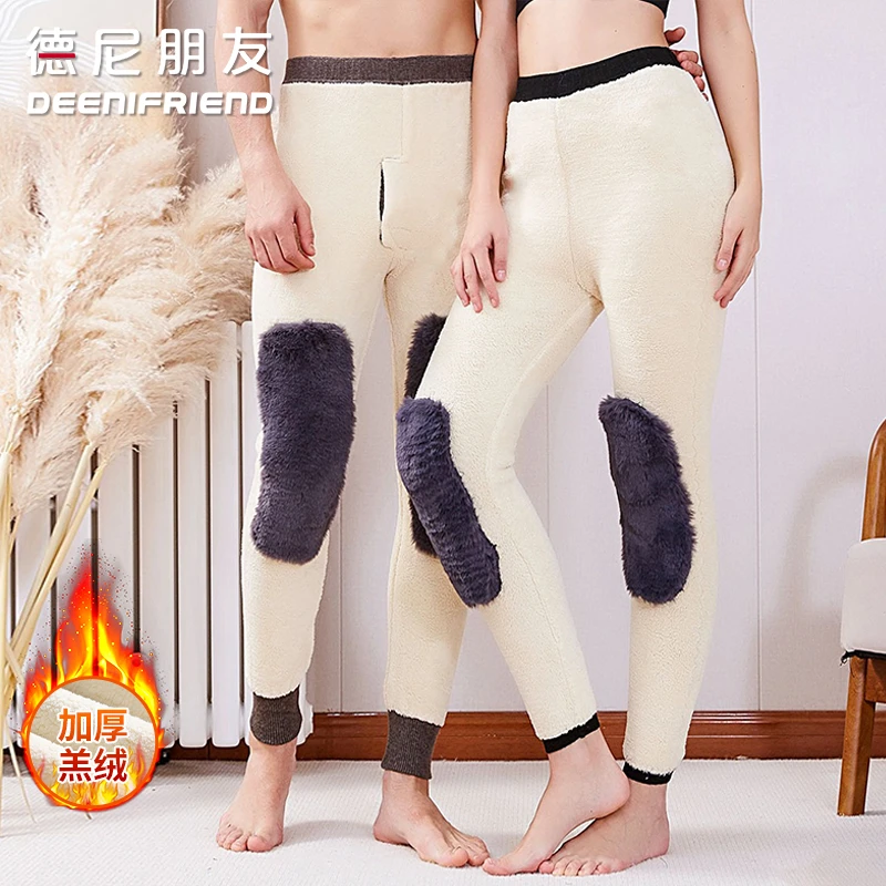 德尼男款冬季新品绵羊毛裤加厚护腰护膝打底男女中老年防寒保暖裤